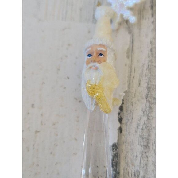Santa AS IS icicle snowman glitter ornament Xmas - Picture 3 of 4